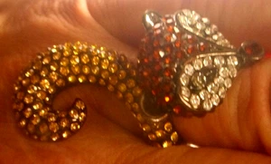 Park Lane " FOX LADY " hematite Amber Crystal Fox Bling Ring Size7 - Picture 1 of 3