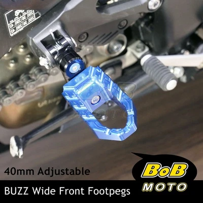 Estriberas anchas delanteras inferiores AZUL BUZZ 40 mm para Honda CBR250R ABS 11-17 16 15 14 13 Foto 1 de 4