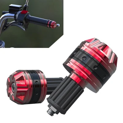 Motorcycle Scooter Aluminum Handle Handlebar Grips Bar End Cap Plugs Slider RED - Image 1 of 4