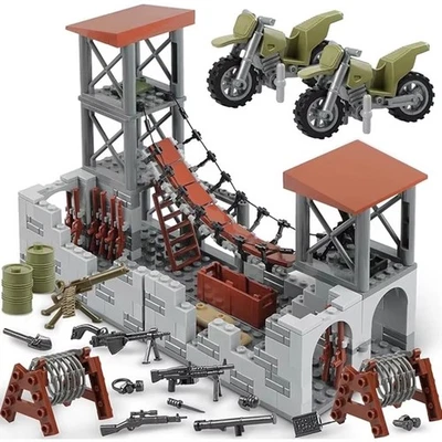 WW2 Military Base Building Block Set Army Soldiers Guns Vehicles Kids Boys Toys - Image 1 of 4