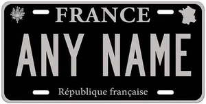 Francia Negro Plata Personalizado Novedad Coche Auto Matrícula Cualquier Nombre - Imagen 1 de 3
