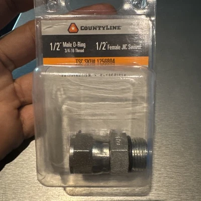 1 New CountyLine Hydraulic Adapter 1/2" Male O-Ring to 1/2" Female JIC Swivel - Image 1 of 4