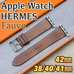 Hermès Fauve Brown Leather Simple Tour Apple Watch Band for 38-42mm Series 10 - Picture 1 of 9