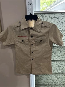 Boy Scout BSA UNIFORM Tan SHIRT Youth Large Size 14 Short Sleeve D52 - Picture 1 of 7