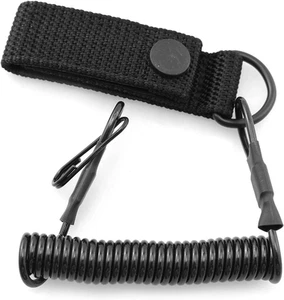 TAODAN Tactical Anti-Lost Elastic Lanyard Black Spiral Cable Coil Style Secur... - Picture 1 of 12