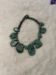 Chunky Turquoise Necklace w Toggle Close Statement Necklace - Picture 1 of 5