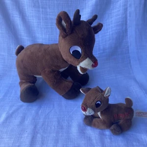 (2) Rudolph the Red Nosed Reindeer Plush 12” & 5-6” 2008 Christmas Holidays - Picture 1 of 11