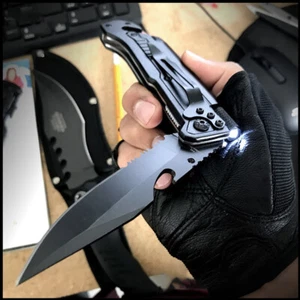 LED Klappmesser Taschenmesser Spring Open EDC Assisted Survival Tactical Knife - Bild 1 von 14