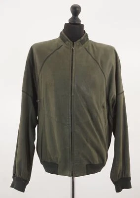 Gimo's Men's Leather Jacket Blouson 52 Green Dark Short Lightweight Real X17 - Image 1 of 4