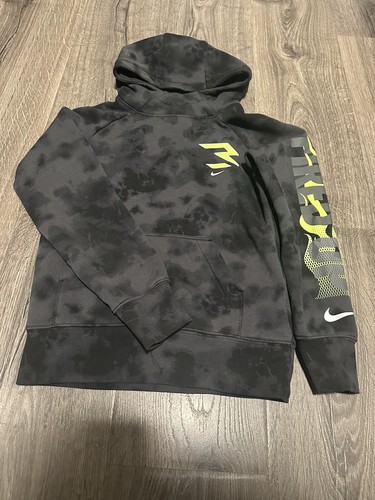 VETEMENTS Felpa con cappuccio NIKE bambini piccola nera atletica Dept grafica tinta cravatta neon