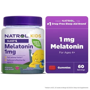 Natrol® Kids Melatonin, Sleep Gummies for Children, Raspberry Flavor, 1mg, 60 Ct - Picture 1 of 3