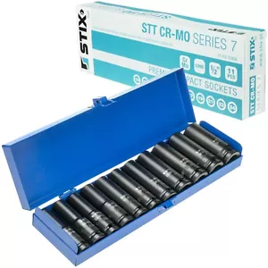 Juego de llaves de vaso de 11 piezas 1/2" CR-MO 10-24 mm para caja metálica d... - Imagen 1 de 14