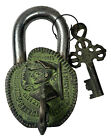 Marshal Sir Thomas Engraved Padlock Handmade Solid Brass Door Lock Keys Patina