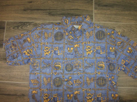 Vintage Ke Nui Hawaii UCLA Bruins Short Sleeve Hawaiian Lounge Dress Shirt L Lg Cover