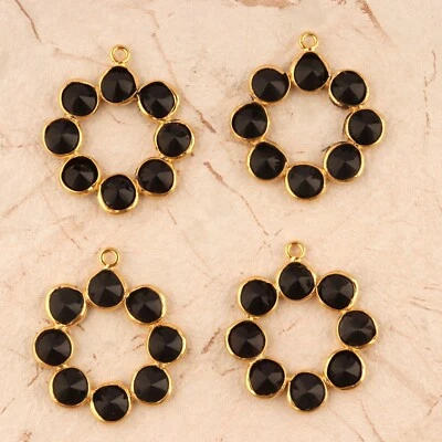 Antique Style Purple Amethyst Quartz Gold Plated DIY Supply Connectors Lot 4 Pcs - Imagem 1 de 3