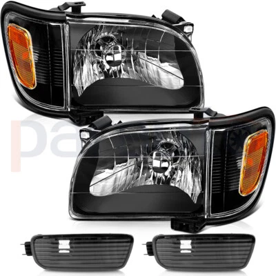 Conjunto de faros de carcasa negra + par de luces de parachoques para Toyota Tacoma 2001-2004 Foto 1 de 4