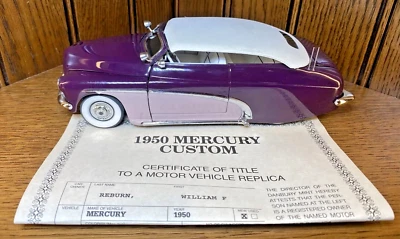 Danbury Como Nuevo 1950 Mercury Personalizado 1/24 Diecast Modelo Coche Berenjena Púrpura Lavanda Foto 1 de 4