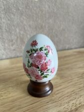 🧩Vintage 1988 Handcrafted Avon Summer's Roses Porcelain Egg With Stand No Box