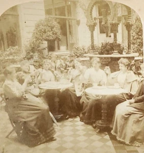 Stereoview Refreshing Unter den Linden Cafe Berlin Germany Group of Ladies 1890s - Picture 1 of 3