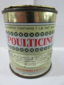 VINTAGE LAWRENCES POULTICINE MANUFACTURING CHEMISTS 1LB TIN .. AUSTRALIA - Picture 1 of 10
