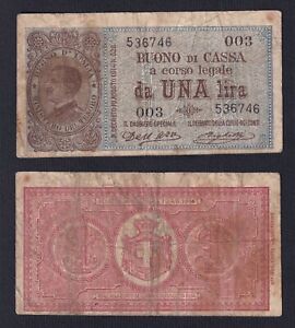 Banknotes Italy 1 Lira Vittorio Emanuele III ° 2.9.1914 P 36a MB/ F B-02