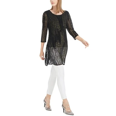 Nuevo con etiquetas Top túnica Alfani para mujer talla mediana negro metálico dorado malla Burnout NUEVO Foto 1 de 4