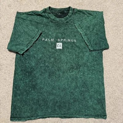 Camisa gráfica vintage Palm Springs para hombre XL grande verde lavado con ácido camiseta de algodón Foto 1 de 4
