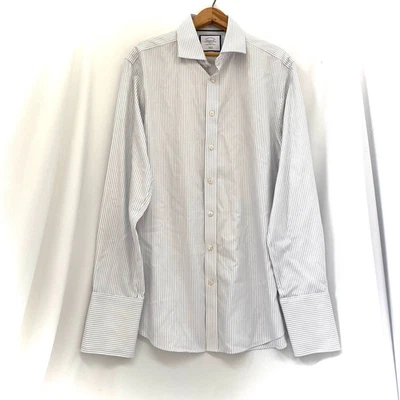 Camisa de Vestir Charles Tyrwhitt Algodón Calce Ajustado Abotonada 16/35 Gris Puño Francés Foto 1 de 4