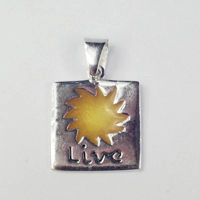 Pingente de sol vivo esmalte amarelo prata esterlina Jezlaine  - Imagem 1 de 4