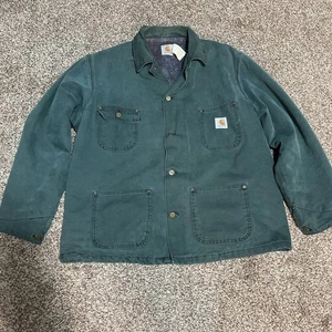 Vintage Carhartt CB143 Spruce Green Blanket Lined Chore Coat Size L - Bild 1 von 13