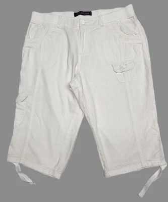 Gloria Vanderbilt ~ Pantalones capri para mujer ~ Talla 14 ~ Blanco ~ Ariel ~ Dobladillo con cordón Foto 1 de 4