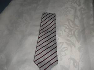 SILVER/MAROON EX BIRCHWOOD SCHOOL TIE - 45" LENGTH - Picture 1 of 4
