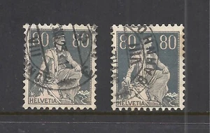 SUIZA SCOTT 183 USADO x 2 - 1915 80c EDICIÓN DE PIZARRA Y BUFF - HELVETIA - Imagen 1 de 2