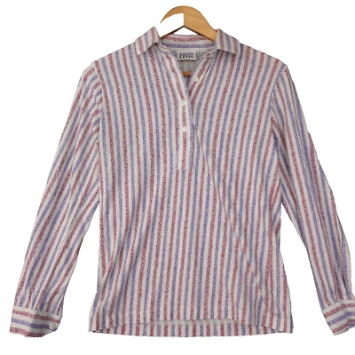 Винтажный Polo поповер Топ женщин маленький синий красный MIOD полоски хиппи LEON LEVIN - Изображение 1 из 4