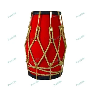 New Professional Red velvet Dholak With Golden Fitting Instrument With Bag - Picture 1 of 17