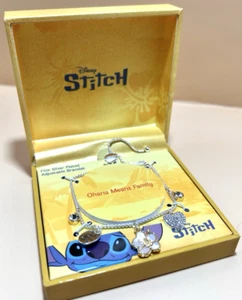 Disney Collectable Stitch OHANA Fine Silver Plated set Adjustable Bracelet NIB - Picture 1 of 6