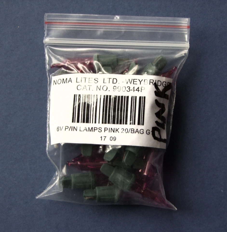 20x Vintage Noma G1 Pink colour 6v 0.75w Christmas Tree/Fairy Light Bulbs/Lamps - Image 1 of 1