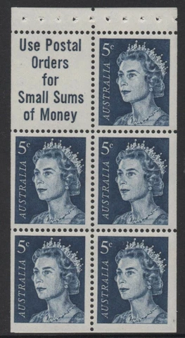 Australia - 1966-71 Decimal Definitives QEII - 5c Blue Booklet Pane MNH Cover