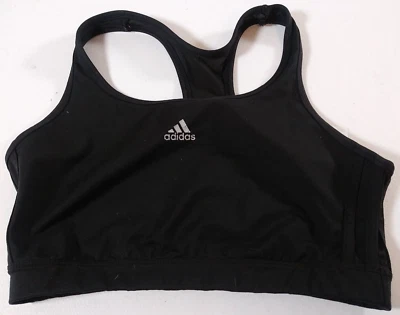 Бюстгальтер Adidas женский большой спортивный черный белый с логотипом спортивная тренировка без застежек - Изображение 1 из 4