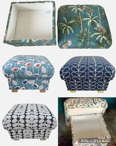 Storage Footstool Pouffe Footstall Accent Floral Peacocks Teal Ochre Blue Grey - Picture 1 of 315