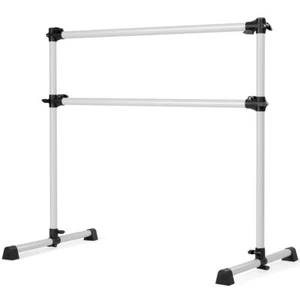 4ft Portable Double Freestanding Ballet Barre 29" Height HomeAdjustable Silver - Picture 1 of 6