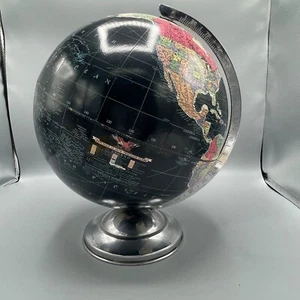 Vintage USA Black Ocean REPLOGLE 12" Starlight GLOBE on Chrome Stand c. 1940’s  - Picture 1 of 13