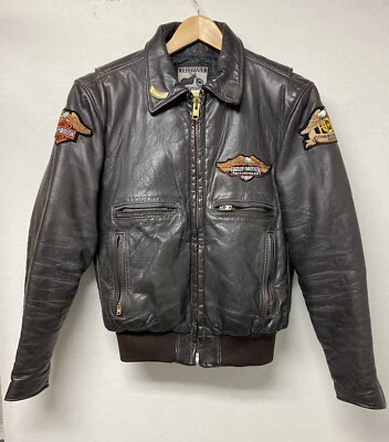 Vintage California Creations Leather Harley Jacket 40 Brown Motorcycle Heavy P1 - Image 1 of 4