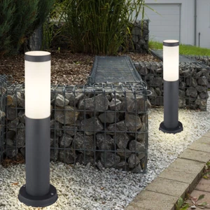 2er Set Sockel Leuchten Außen Garten Strahler anthrazit Terrassen Steh Lampen - Bild 1 von 12