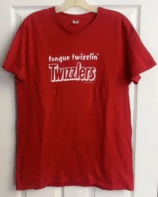 Camiseta De Colección Años 70 Twizzlers "Tongue Twizzlin' Twizzlers" Talla XL.*Agujero de pasador* RARO Foto 1 de 4