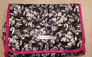 Ellen Tracy schwarz & weiß Blumen Reise Kosmetiktasche 22x10 offen neu ohne Etikett - Bild 1 von 3
