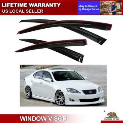 For 2006-2013 Lexus IS250 IS350 ISF Sedan Window Visor Rain Guard Deflector ɥ - Image 1 of 4