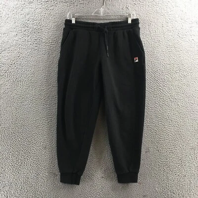 Pantalones de chándal Fila para hombre M (real 31x22,5) negros tiro medio mezcla de algodón cordón Foto 1 de 4