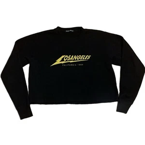 Brandy Melville Cropped Los Angeles Sweatshirt Black and Yellow - Picture 1 of 8