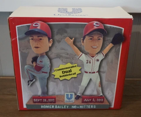 Homer Bailey "No-Hitters" MLB Cincinnati Reds Commemorative Dual Bobblehead Cover